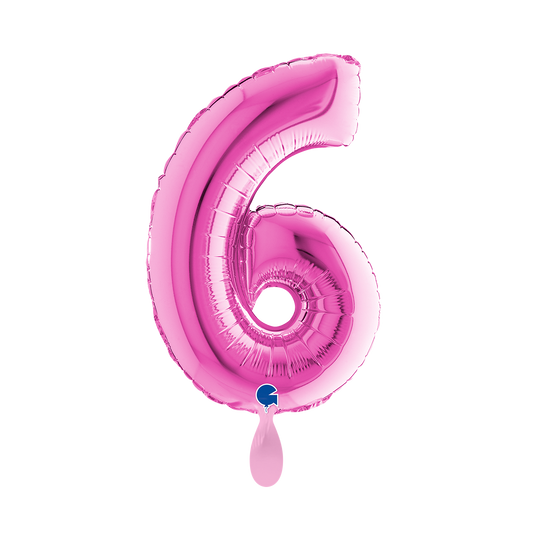 1 Balloon XS - Number 6 - Fuxia