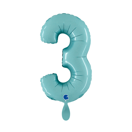 1 Balloon XS - Number 3 - Pastel Blue