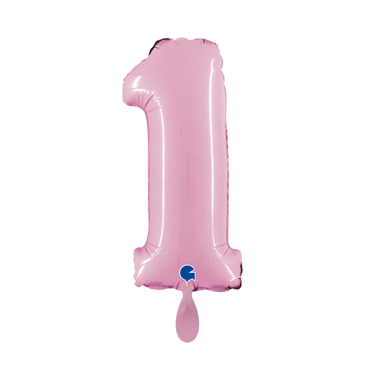 1 Balloon XS - Number 1 - Pastel Pink