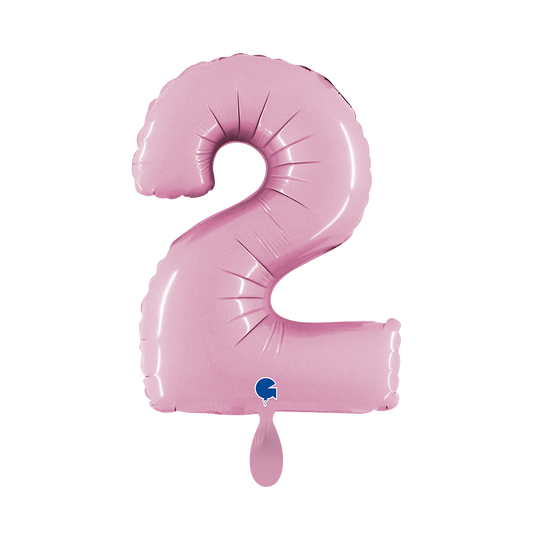 1 Balloon XS - Number 2 - Pastel Pink