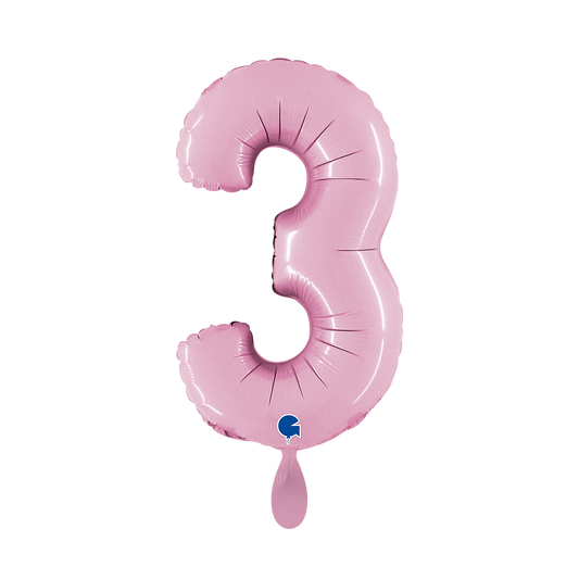 1 Balloon XS - Number 3 - Pastel Pink
