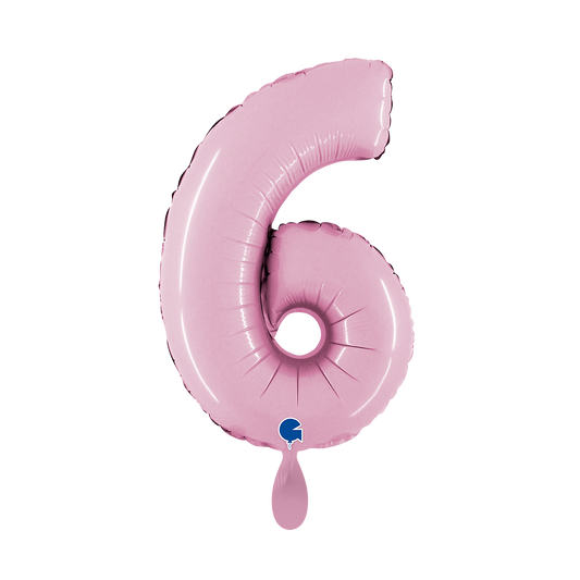 1 Balloon XS - Number 6 - Pastel Pink