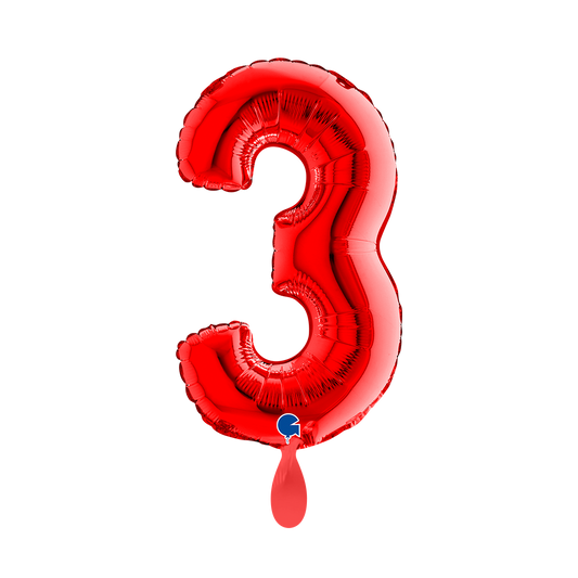 1 Balloon XS - Number 3 - Red