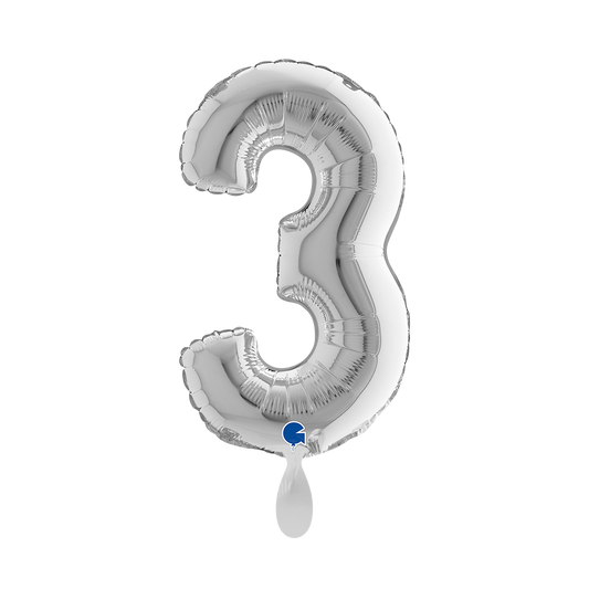 1 Balloon XS - Number 3 - Silver