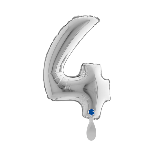 1 Balloon XS - Number 4 - Silver