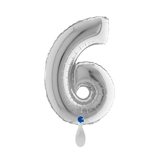 1 Balloon XS - Number 6 - Silver