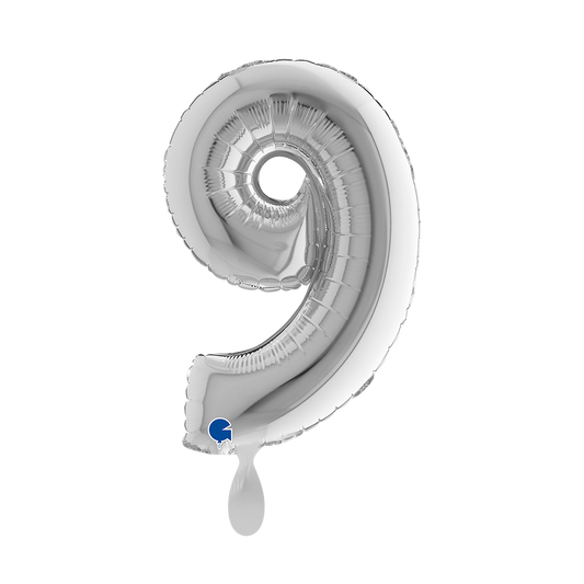 1 Balloon XS - Number 9 - Silver