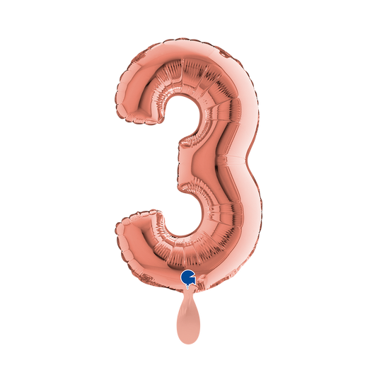 1 Balloon XS - Number 3 - Rose Gold