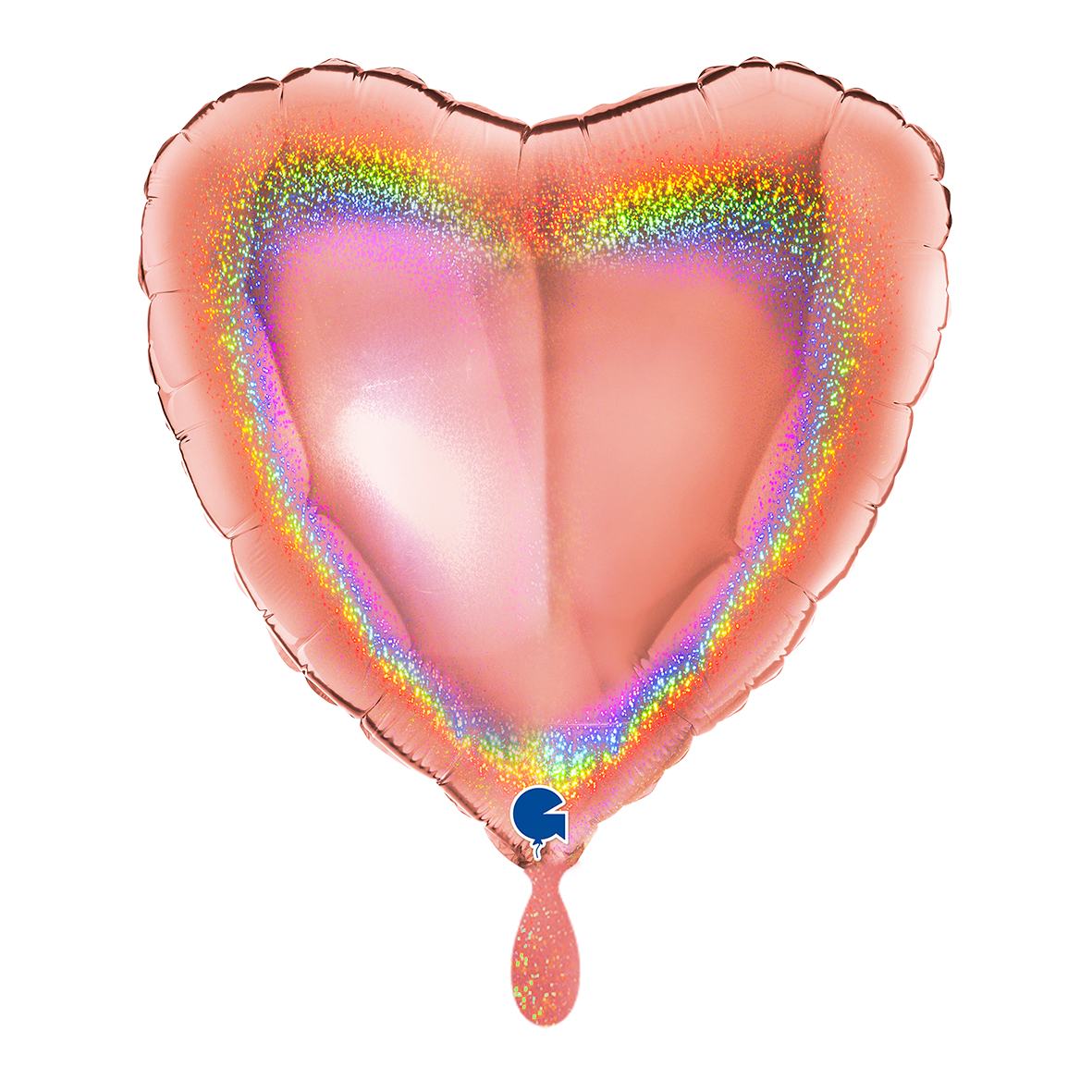 1 Balloon - Heart - Glitter Holographic Rose Gold