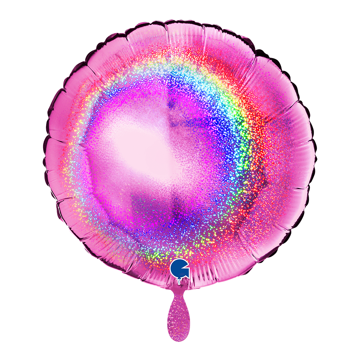 1 Balloon - Round - Glitter Holographic Fuxia