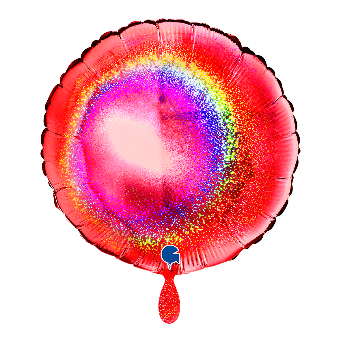 1 Balloon - Round - Glitter Holographic Red
