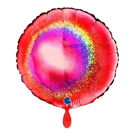 1 Balloon - Round - Glitter Holographic Red