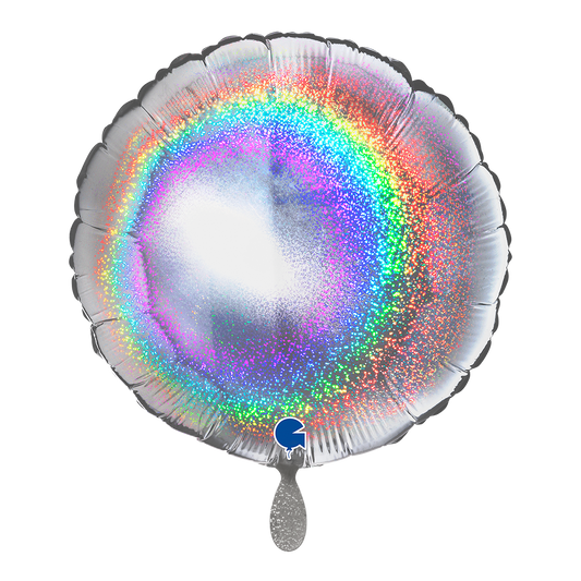 1 Balloon - Round - Glitter Holographic Silver