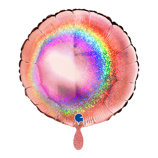 1 Balloon - Round - Glitter Holographic Rose Gold