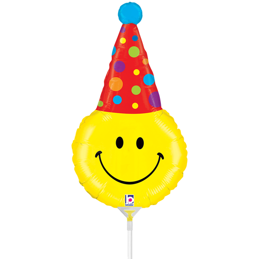 10 Miniballoons Airfilled - Smiley Party Hat (Unverpackt)