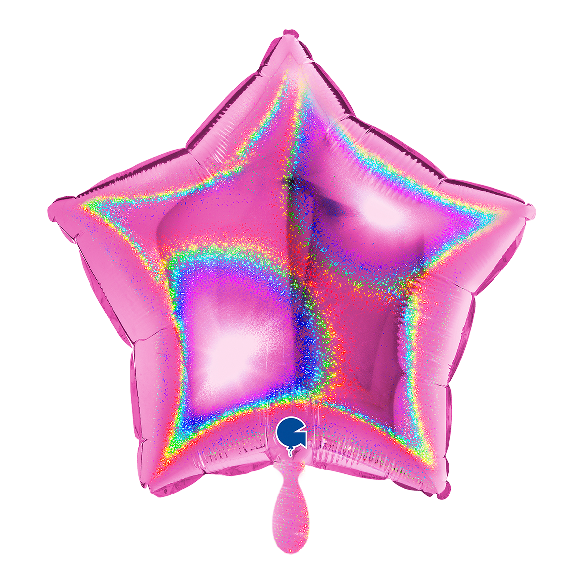 1 Balloon - Star - Glitter Holographic Fuxia