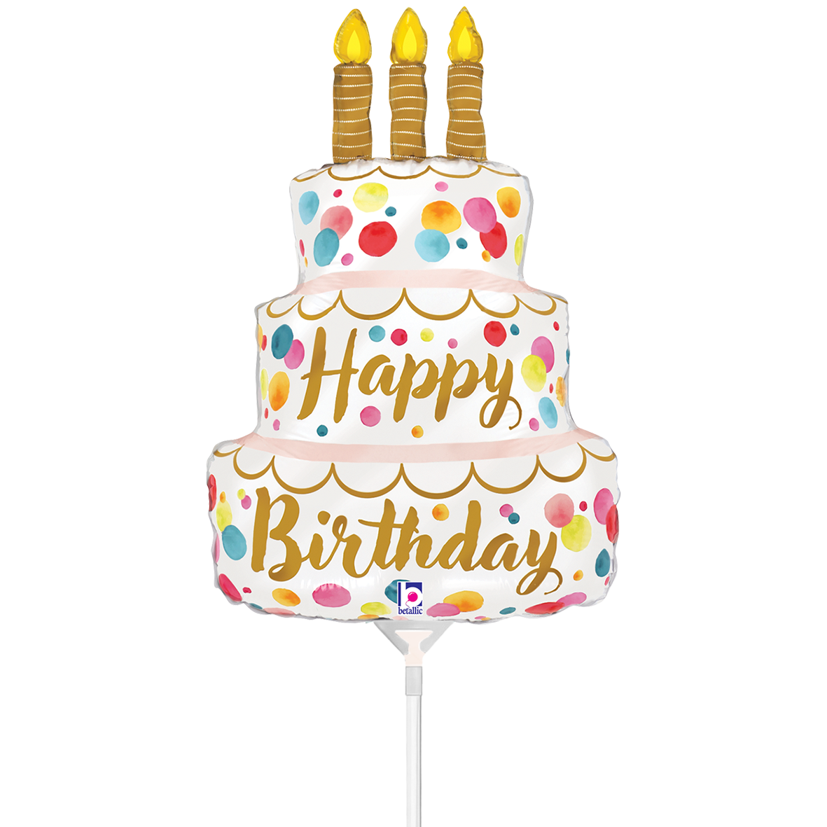 10 Miniballoons Airfilled - Satin Birthday Pink Cake (Unverpackt)