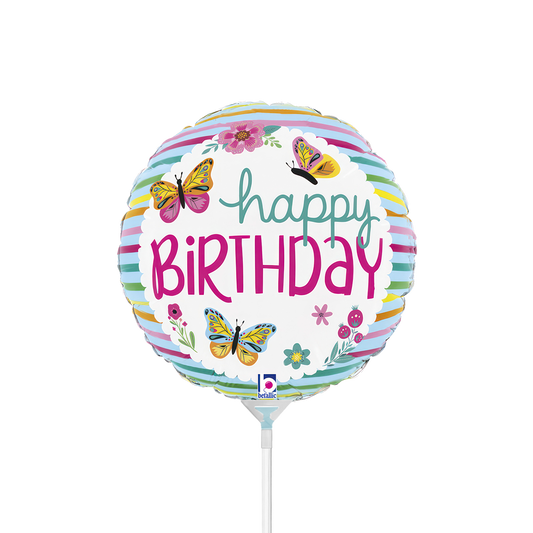 10 Miniballoons Airfilled - BDay Colorful Butterflies (Unverpackt)