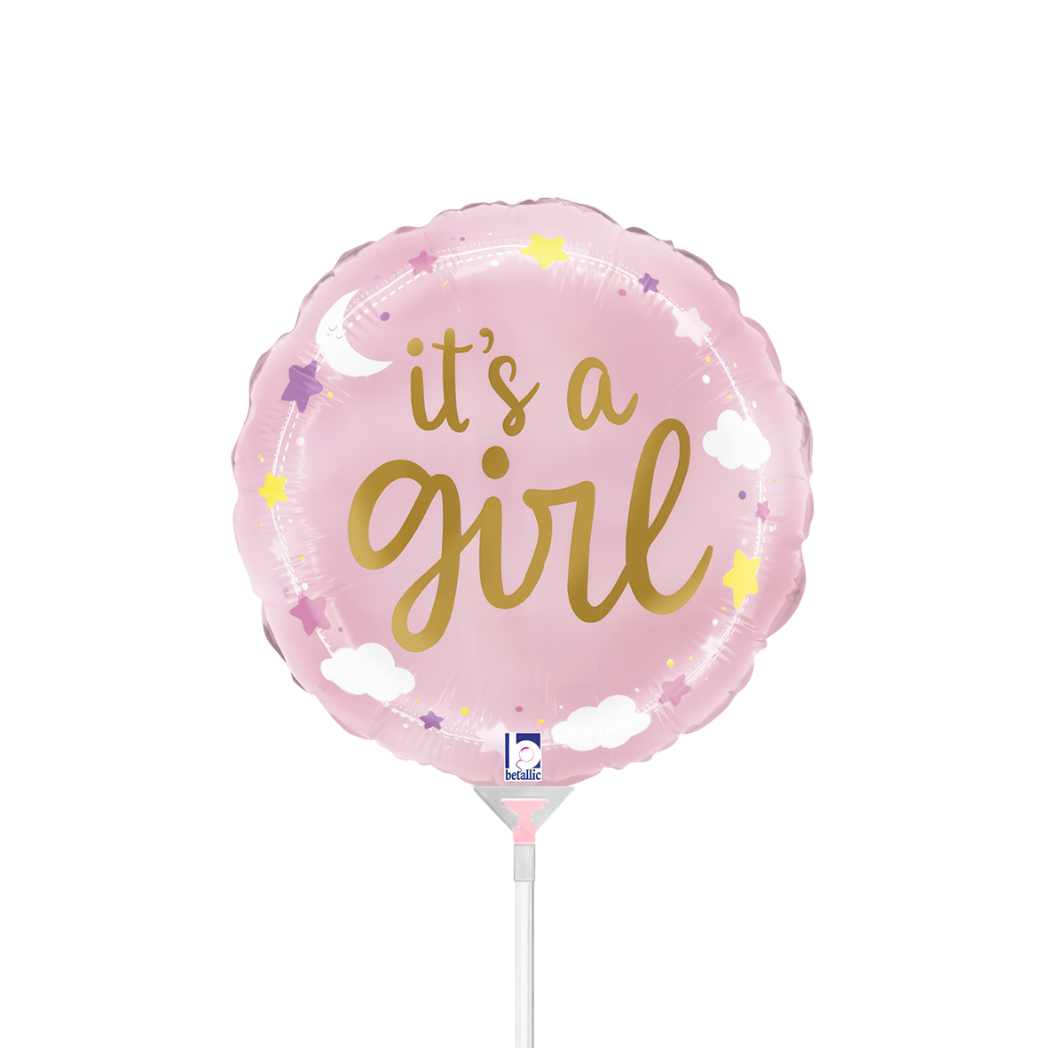 10 Miniballoons Airfilled - It's A Girl Stars & Clouds (Unverpackt)