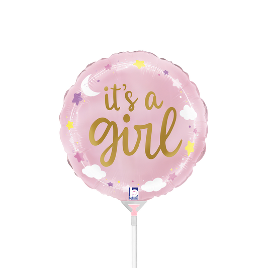 10 Miniballoons Airfilled - It's A Girl Stars & Clouds (Unverpackt)
