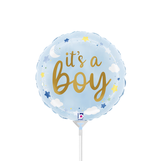 10 Miniballoons Airfilled - It's A Boy Stars & Clouds (Unverpackt)