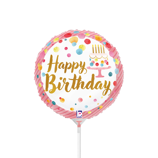 10 Miniballoons Airfilled - Satin Birthday Pink Party (Unverpackt)