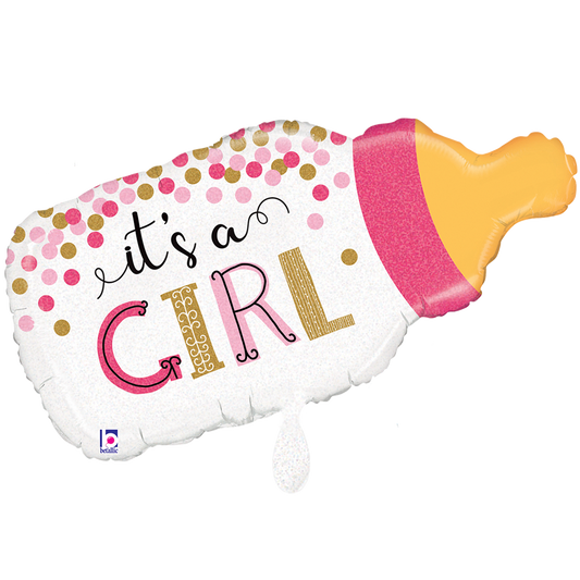 1 Balloon XXL - Confetti Baby Bottle Girl