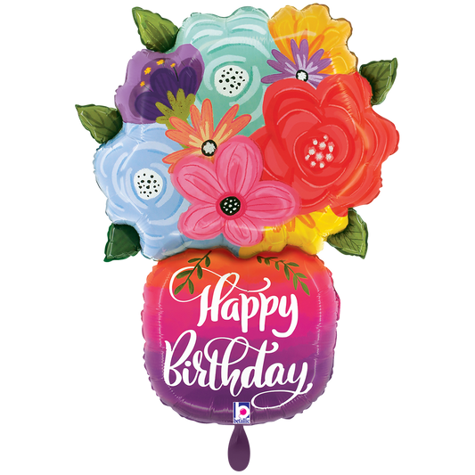 1 Balloon XXL - Birthday Bright Flowers Vase