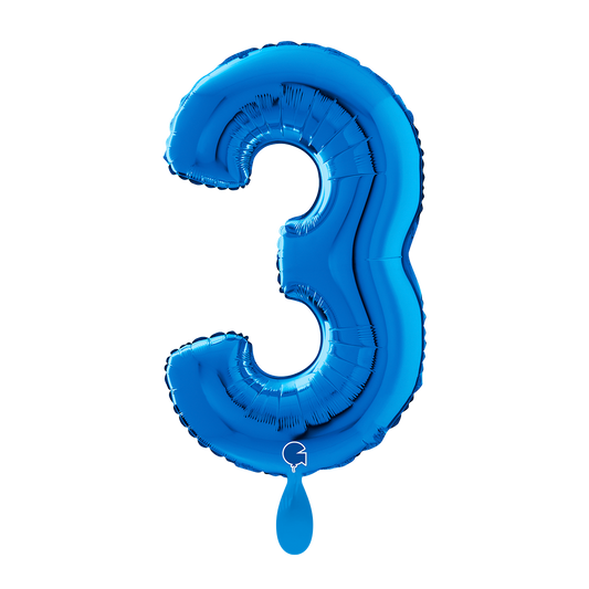 1 Balloon XL - Number 3 - Blue