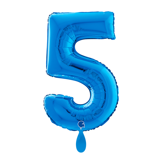 1 Balloon XL - Number 5 - Blue