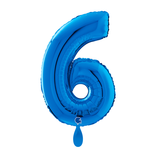 1 Balloon XL - Number 6 - Blue