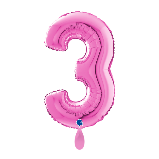 1 Balloon XL - Number 3 - Fuxia