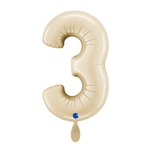 1 Balloon XL - Number 3 - Satin Cream