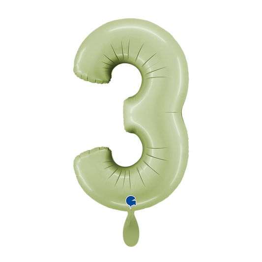 1 Balloon XL - Number 3 - Satin Olive Green