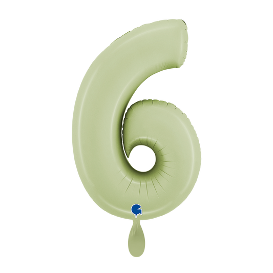 1 Balloon XL - Number 6 - Satin Olive Green