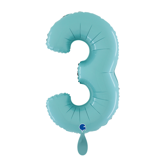 1 Balloon XL - Number 3 - Pastel Blue