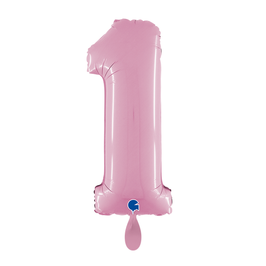 1 Balloon XL - Number 1 - Pastel Pink