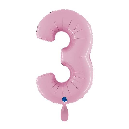 1 Balloon XL - Number 3 - Pastel Pink