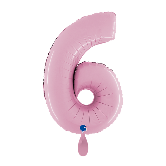 1 Balloon XL - Number 6 - Pastel Pink