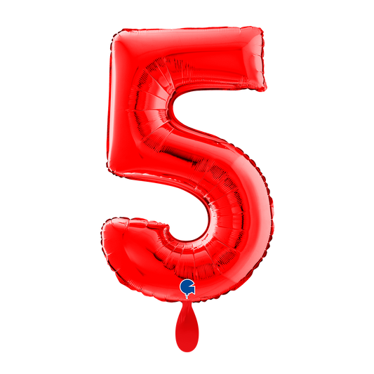 1 Balloon XL - Number 5 - Red