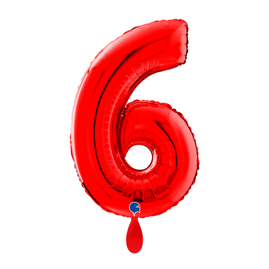 1 Balloon XL - Number 6 - Red