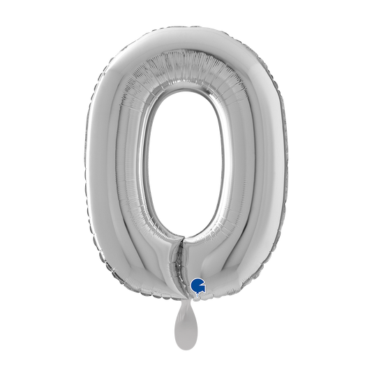 1 Balloon XL - Number 0 - Silver