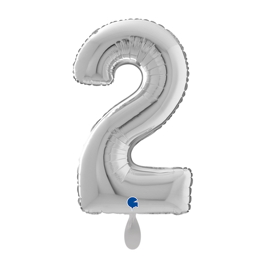 1 Balloon XL - Number 2 - Silver