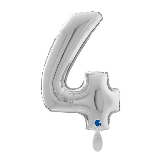 1 Balloon XL - Number 4 - Silver