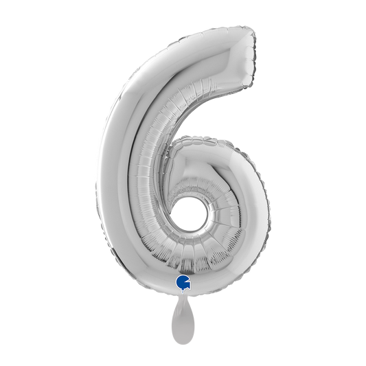 1 Balloon XL - Number 6 - Silver