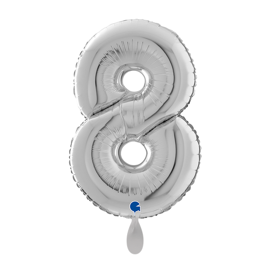 1 Balloon XL - Number 8 - Silver