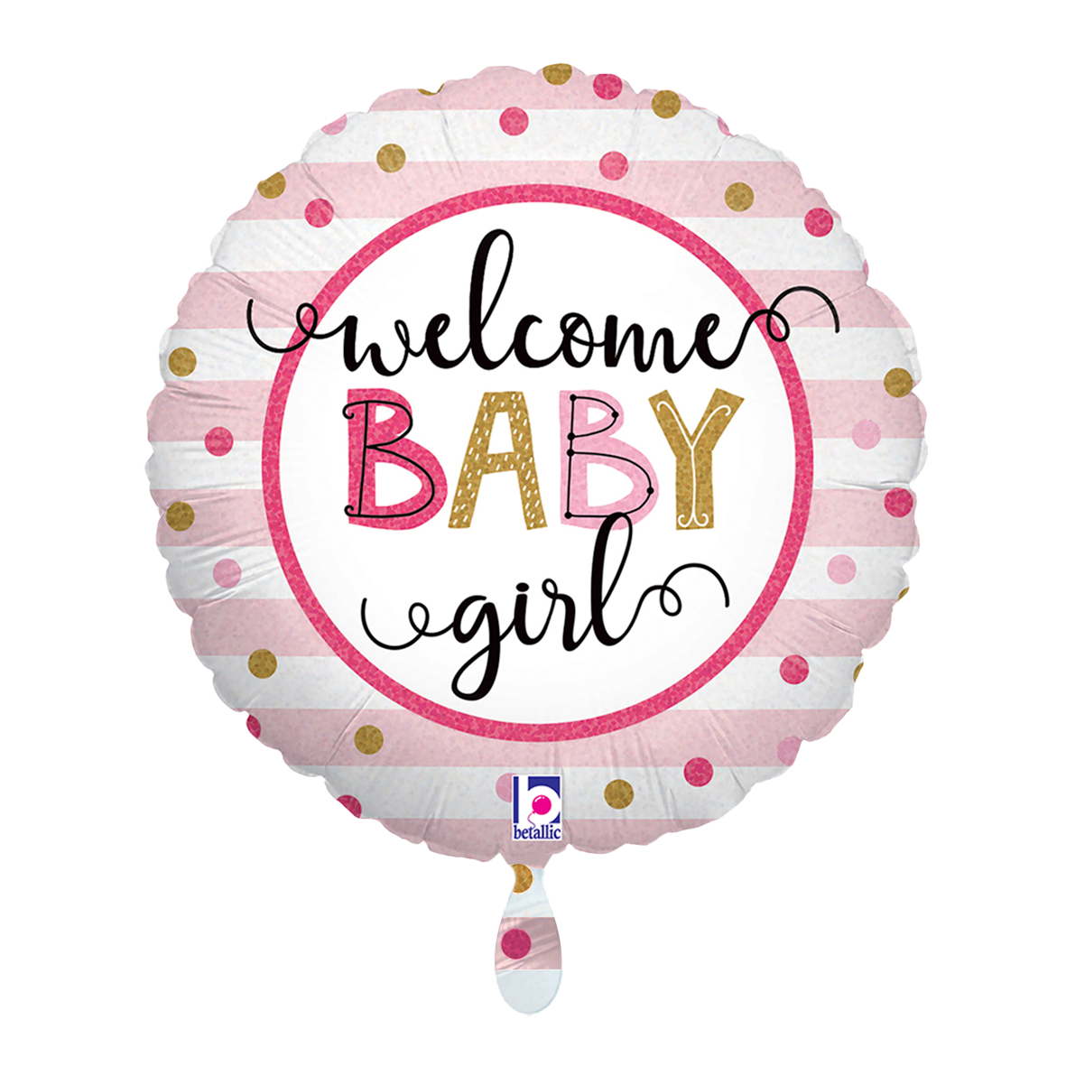 1 Balloon - Baby Girl Stripes