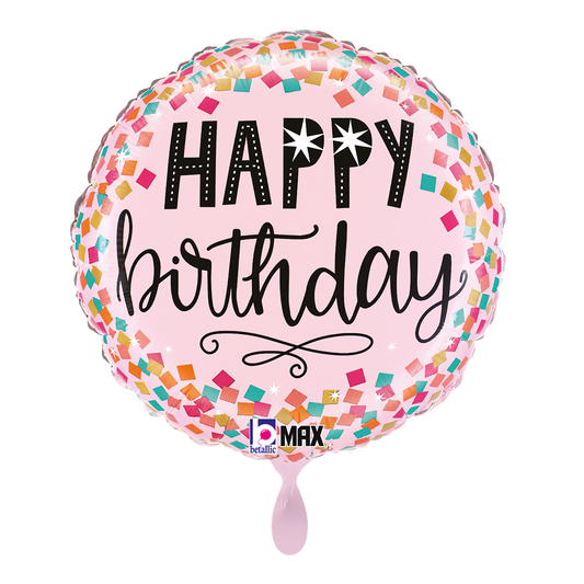 1 Balloon - Pink Confetti Birthday
