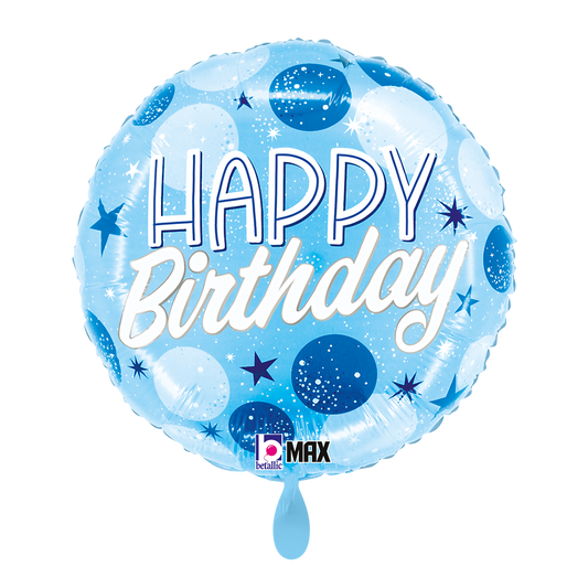 1 Balloon - B-Day Blue Sparkle Dots