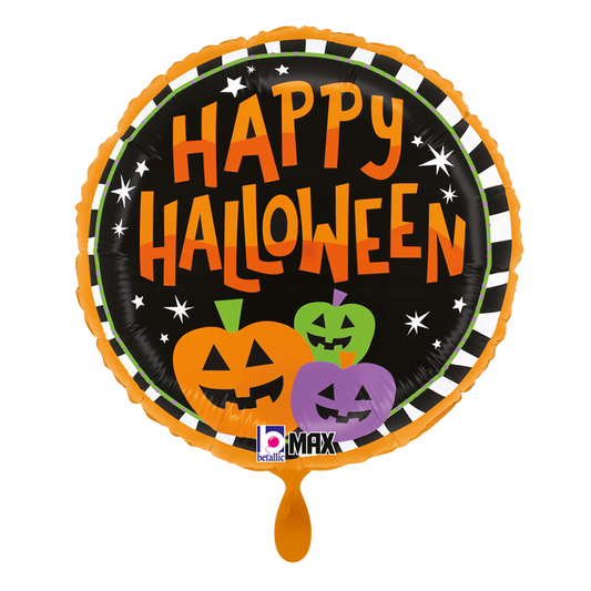 1 Balloon - Halloween Stripe Pumpkins